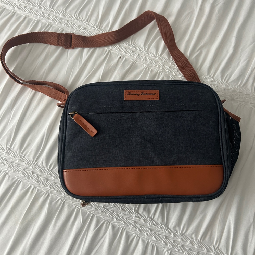 Tommy Hilfiger Black and Brown Messenger Bag